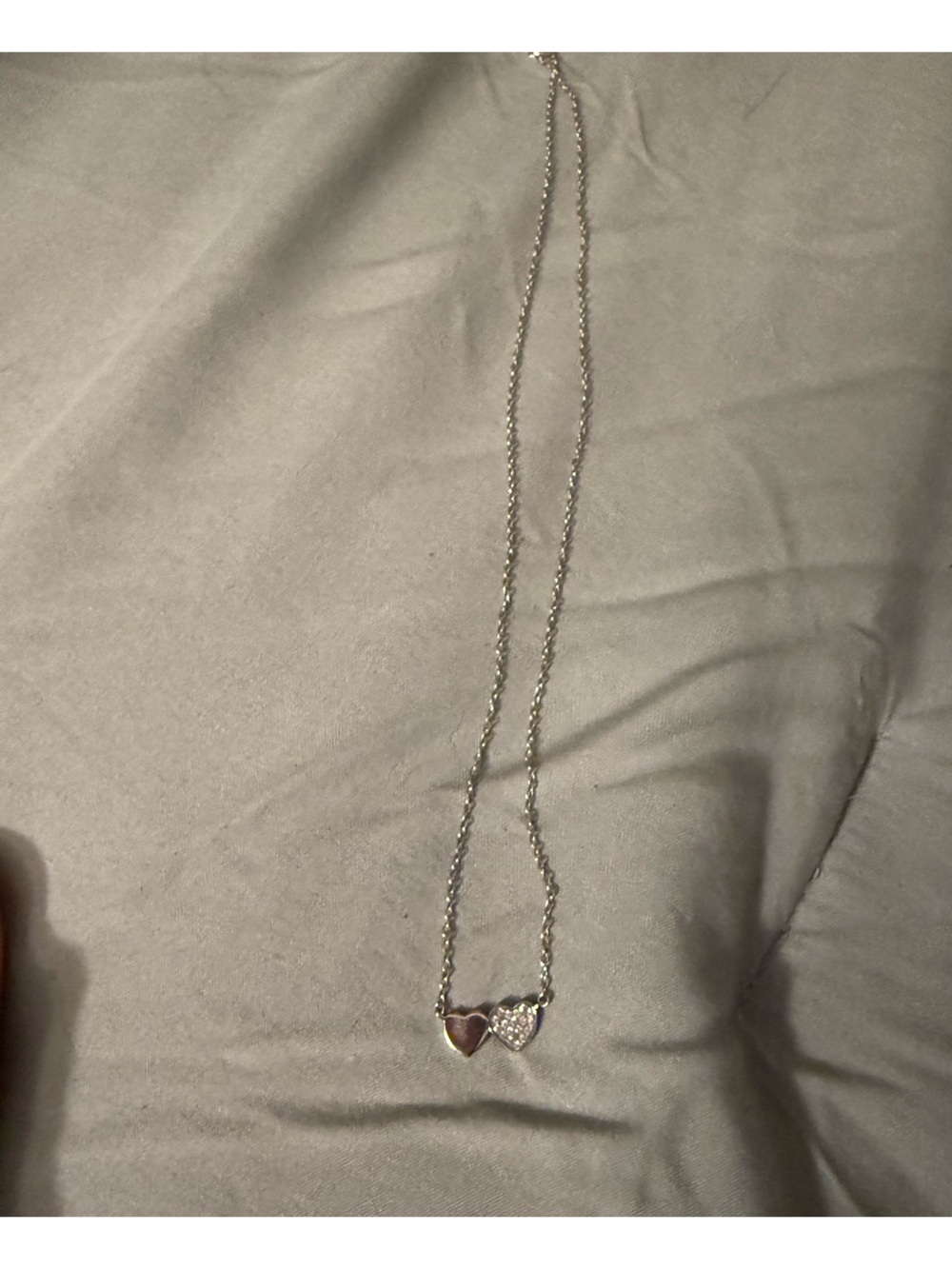 925 Sterling Silver Double Heart Necklace with CZ Pavé Charm Dainty Love